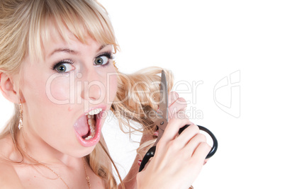 Girl cutting hair