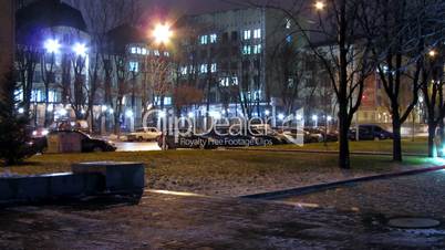 time lapse in night streets of Dnepropetrovsk.