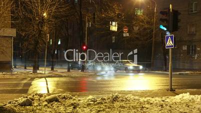 time lapse in night streets of Dnepropetrovsk.