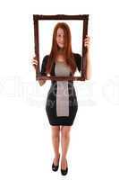 Girl with picture frame.