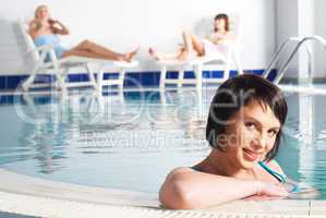 Young woman near pool