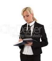 Female with notebook.