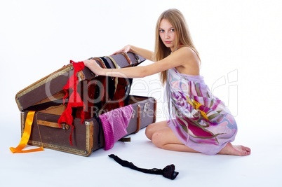 Pretty woman with suitcase