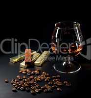 Cognac and coffe beans