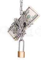 padlock with dollars