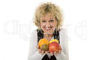 Woman with fruits in her hands