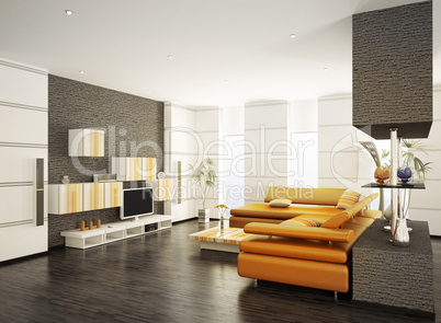 Modern living room interior 3d render