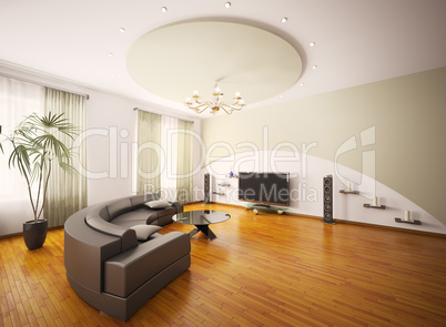 Modern living room interior 3d render