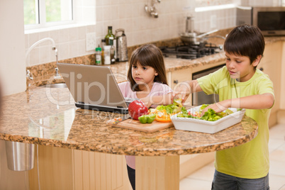 Children cooking in the kitchen