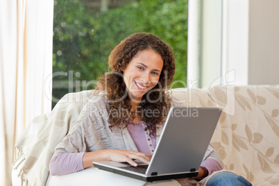 Woman working on her laptop