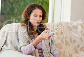 Woman with her remote