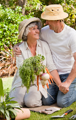 Lovely couple with vegetables