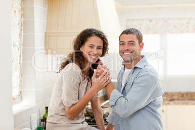 Lovely couple looking at the camera