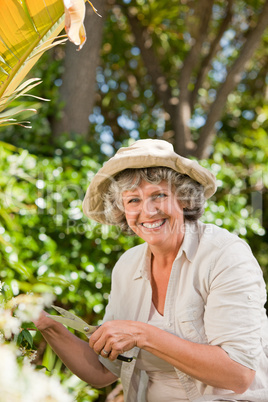 Pretty senior woman looking at the camera