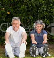 Retired couple doing their exercises