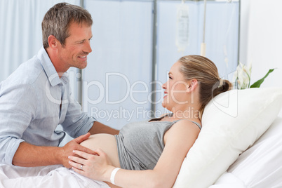 Adorable couple in a hospital room