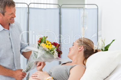 Adorable couple in a hospital room