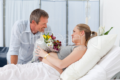 Adorable couple in a hospital room