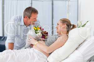 Adorable couple in a hospital room