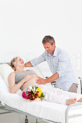 Adorable couple in a hospital room