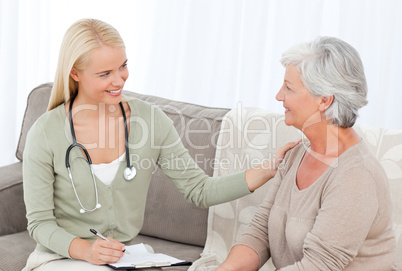 Doctor talking with her patient