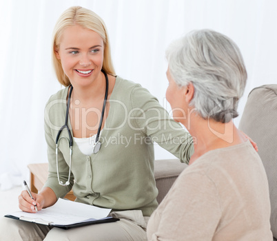 Doctor talking with her patient