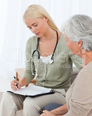 Doctor talking with her patient