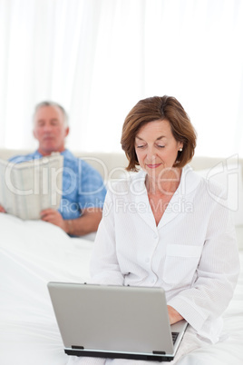 Woman working on her laptop