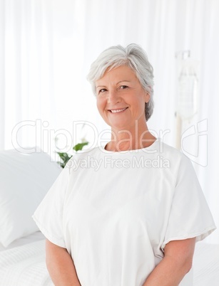 Happy woman  looking at the camera in a hospital