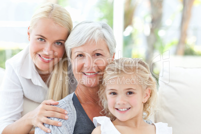 Portrait of a joyful family looking at the camera