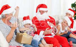 Santa Claus with a happy family