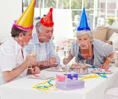 Seniors on birthday at home