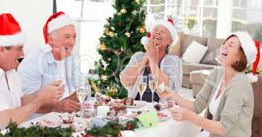 Seniors on Christmas day at home