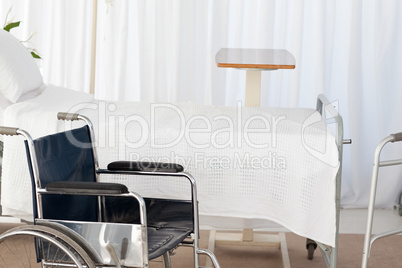 A wheelchair in a room