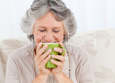 Senior drinking a cup of tea