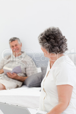 Woman talking with her husband