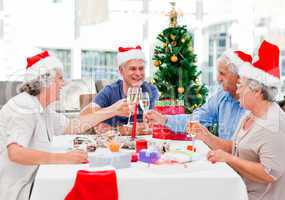 Seniors on Christmas day at home