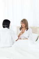 Mature woman talking with her nurse