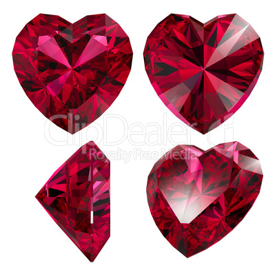 ruby red heart shape isolated
