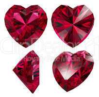 ruby red heart shape isolated