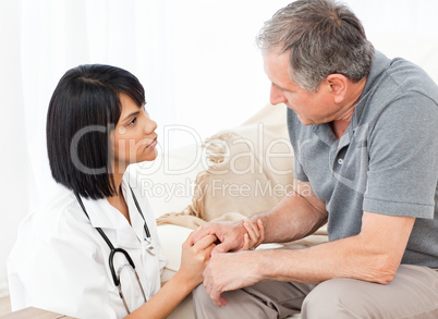 Man talking with his nurse