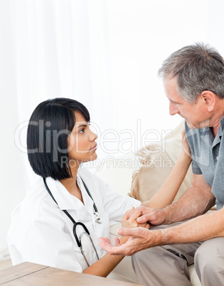 Man talking with his nurse