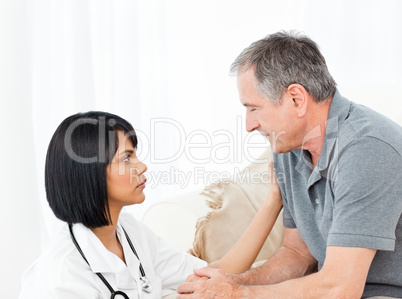 Man talking with his nurse