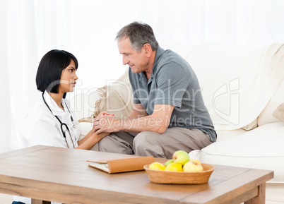 Man talking with his nurse