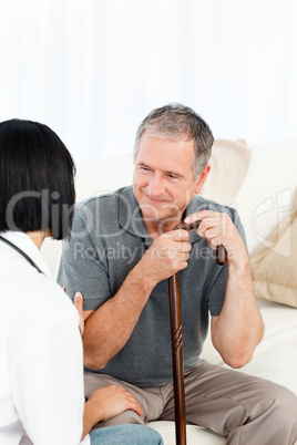 Retired man with his nurse