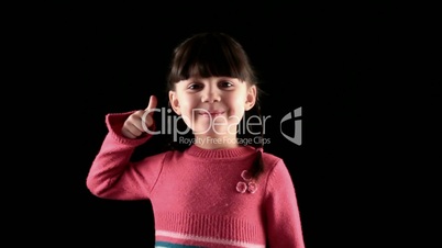 satisfied girl on black background