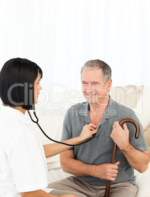 Retired man with his nurse