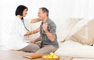 Retired man with his nurse