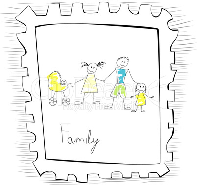 Illustration with happy family