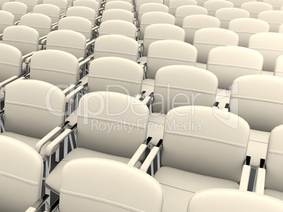 Group beige office chairs. On light background